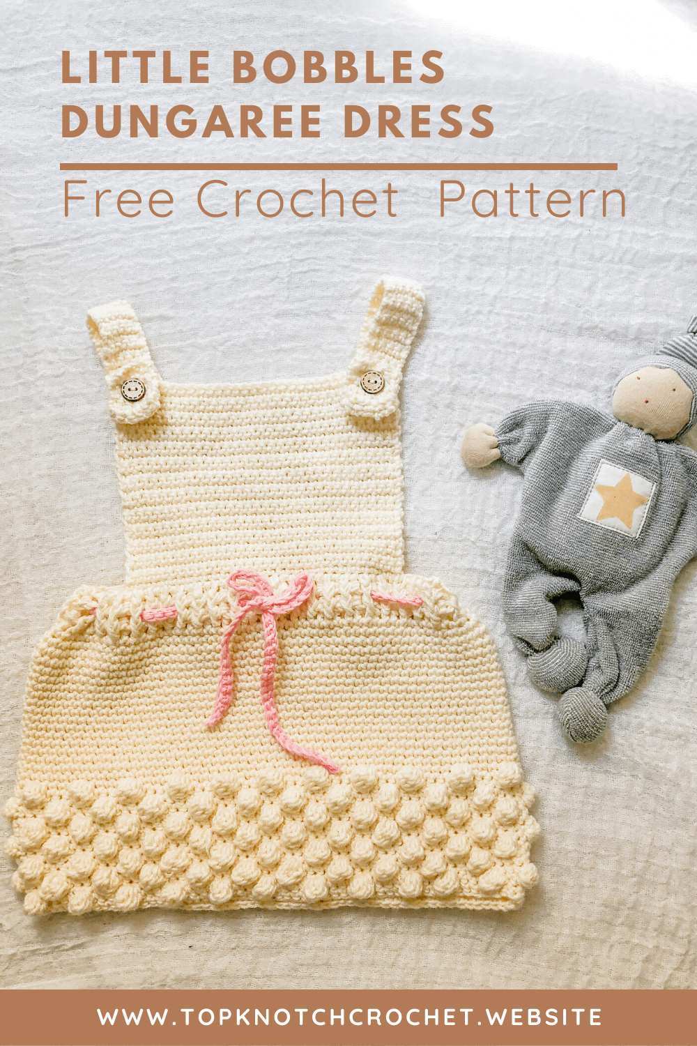 You are currently viewing Little Bobbles Dungaree Dress – Free Crochet  Pattern