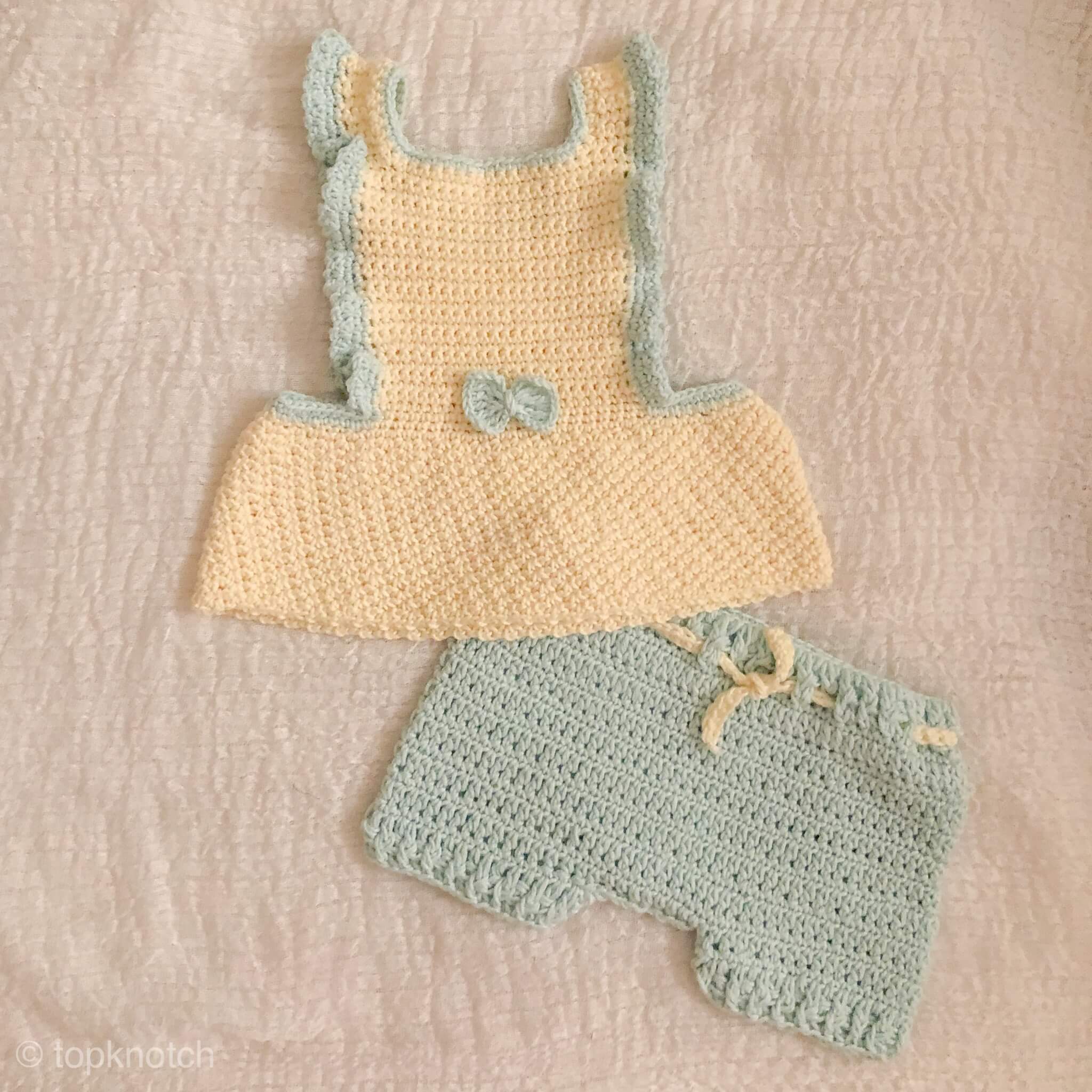 Ruffled Crochet top and Shorts set Free pattern Topknotch