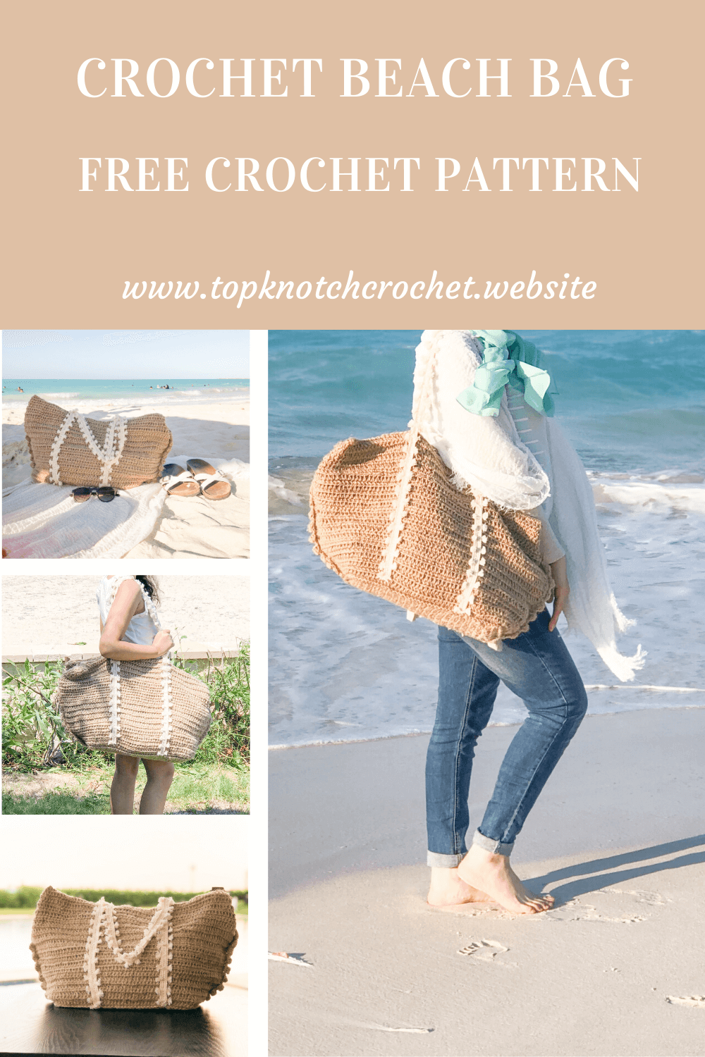 Crochet Beach Bag Free pattern and Photo tutorial Topknotch