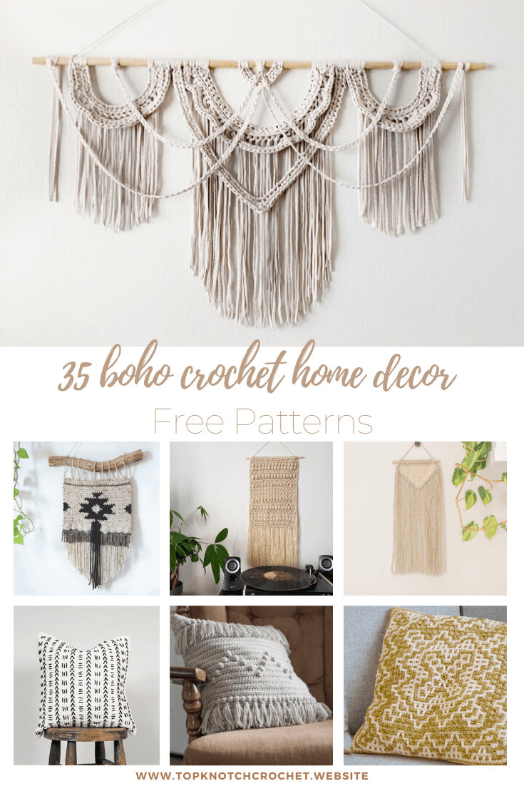 Read more about the article 35 Boho Crochet Home Decor Free patterns