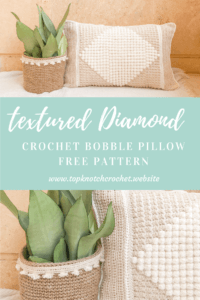 Read more about the article Textured Crochet Pillow – Diamond Bobble Pillow Free Pattern